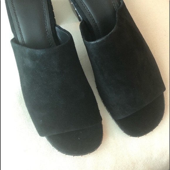 Maje Black Wave Suede  Studded Mules Size 40 - Picture 4 of 15